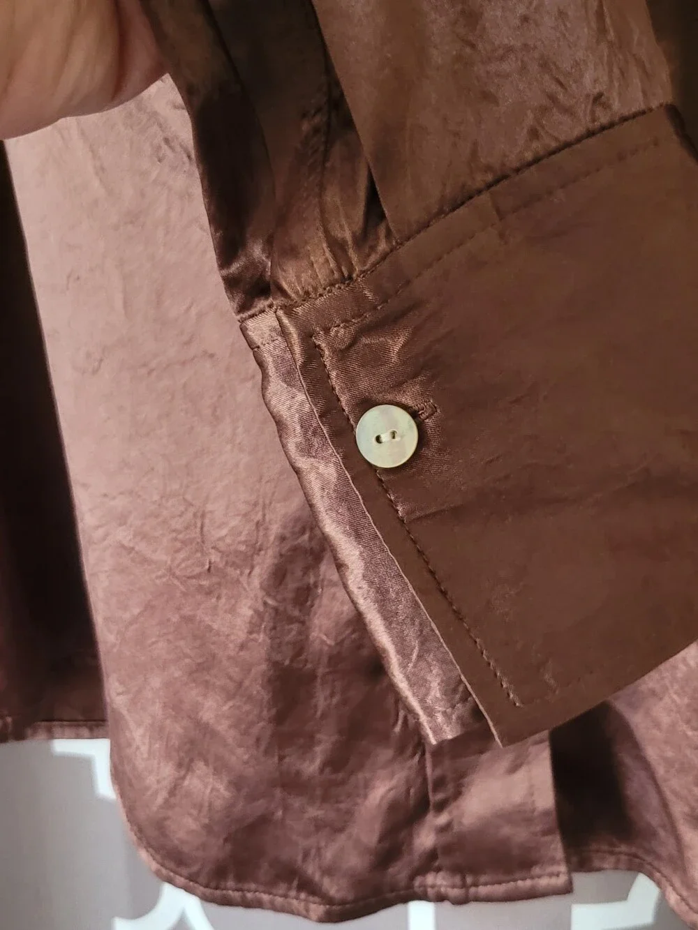 Rails Satin Button-Up Shirt in Chocolate Brown - Picture 3 of 12